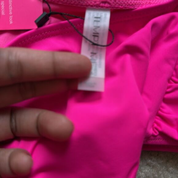 Tempt Me Women Bikini Bottoms Mid Waist Ruched Swim Bottom L NWT - Picture 9 of 10